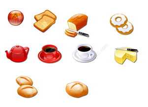 免费下载专业食品图标矢量图 咖啡、面包、苹果等，编号22915860